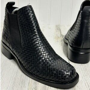 Vintage Valerie Stevens Black Woven Leather Chelsea Ankle Boots Women’s 9 M